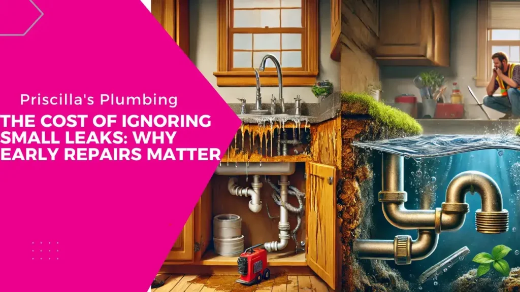 Small leak under kitchen sink showing the cost of ignoring small leaks.