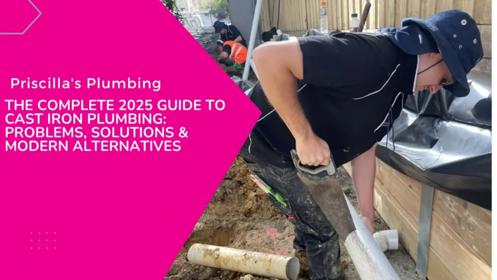 Man working on cast iron plumbing.